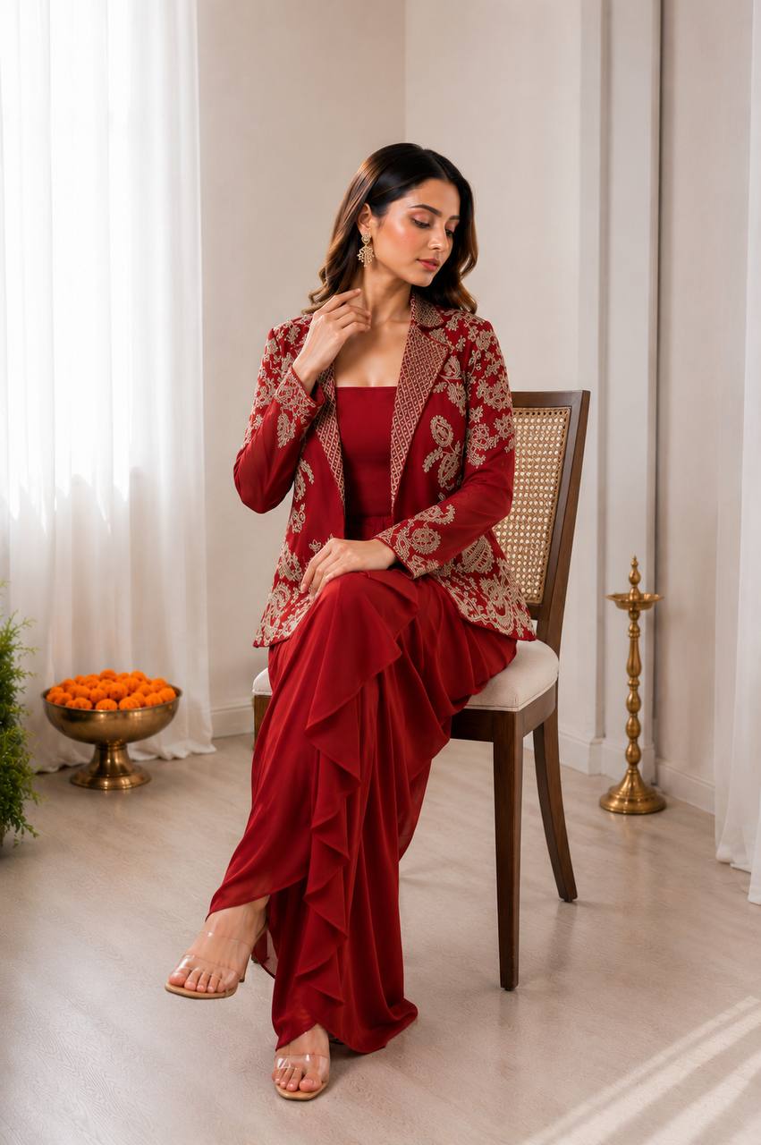 Elysian Designer Koti & Dhoti Lehenga Set
