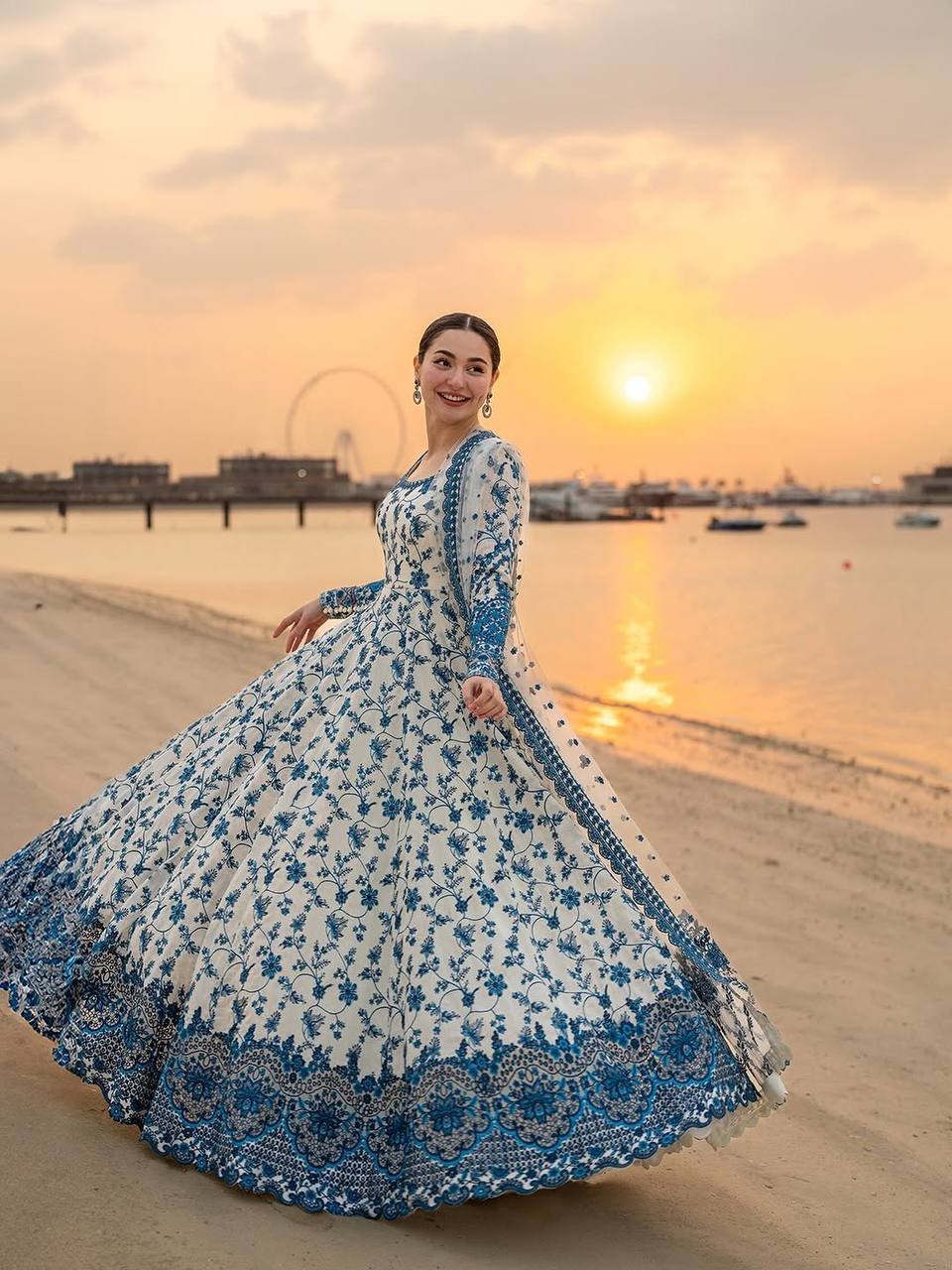 Zyra Heavy Embroidery Georgette Gown Set with Organza Cutwork Dupatta