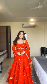 Royal Partywear Anarkali Set With Heavy Embroidery Work