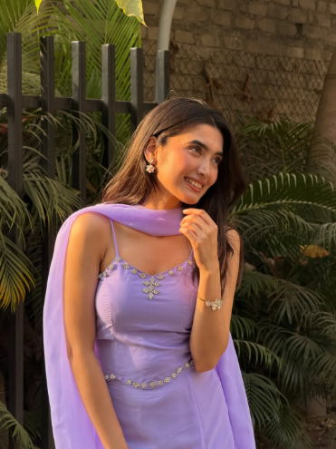 Pastel Lavender Designer Party Wear Cor-Set