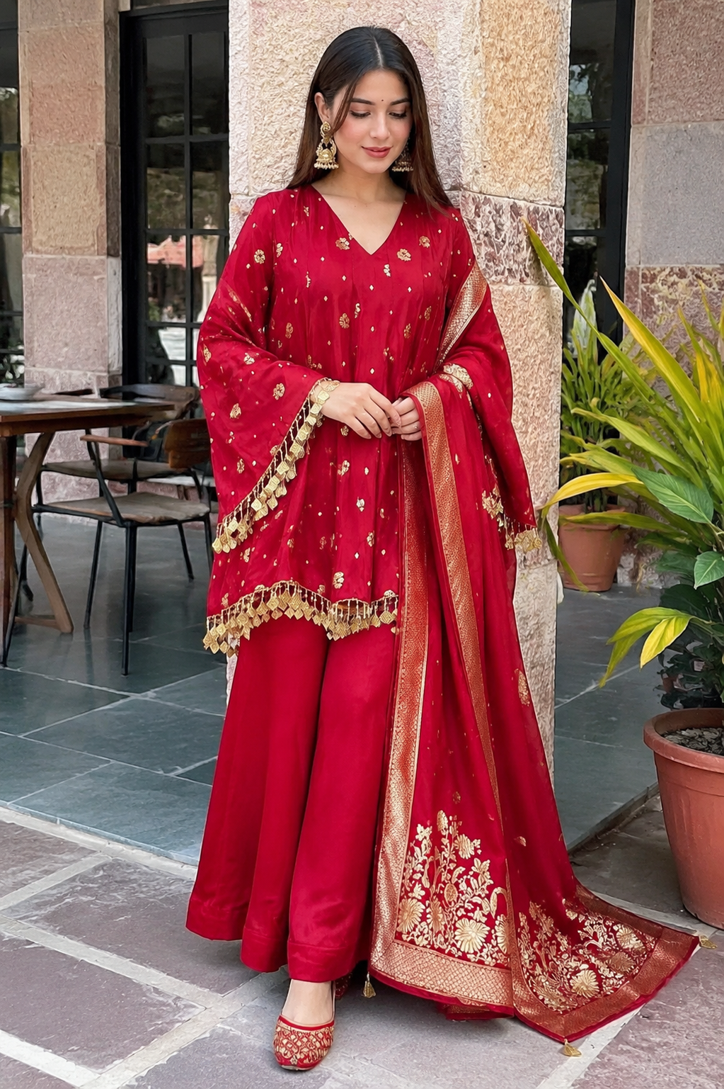 Premium Maroon Ethnic Kurta Palazzo Suit Set for Women