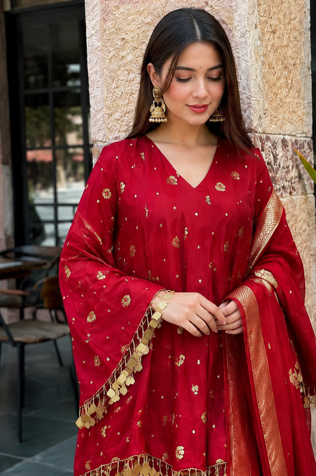 Premium Maroon Ethnic Kurta Palazzo Suit Set for Women
