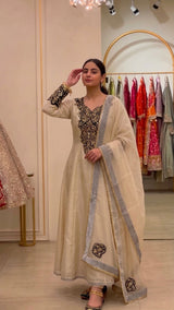 Royal Organza Embroidery Flare Gown Set