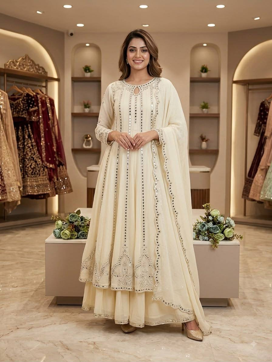 Shehnaaz Ivory – Elegant Anarkali Ensemble