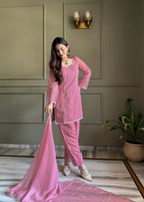 Pastel Festive Ethnic Suit for Women Kurta Palazzo Set
