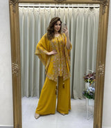 Designer Kurta Plazzo Set with Embroidered Shrug