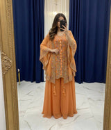Designer Kurta Plazzo Set with Embroidered Shrug