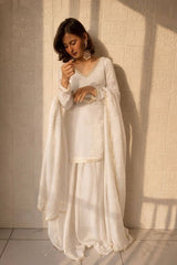 Designer Party Wear Top Palazzo Set with Mirror Work & Dupatta
