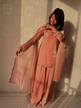 Designer Party Wear Top Palazzo Set with Mirror Work & Dupatta