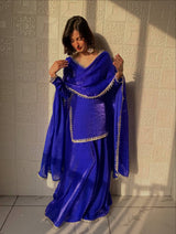 Designer Party Wear Top Palazzo Set with Mirror Work & Dupatta