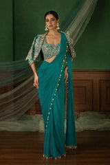 Party Wear Ready-to-Wear Saree with Jacket & Blouse
