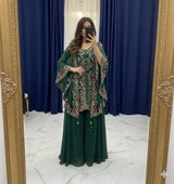 Designer Kurta Plazzo Set with Embroidered Shrug