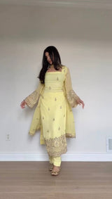 Zerava Faux Georgette Embroidered Palazzo Set