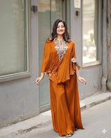 Trendy Indo Western 3 Piece Set with Sequin Embroidery & Kodi Latkan