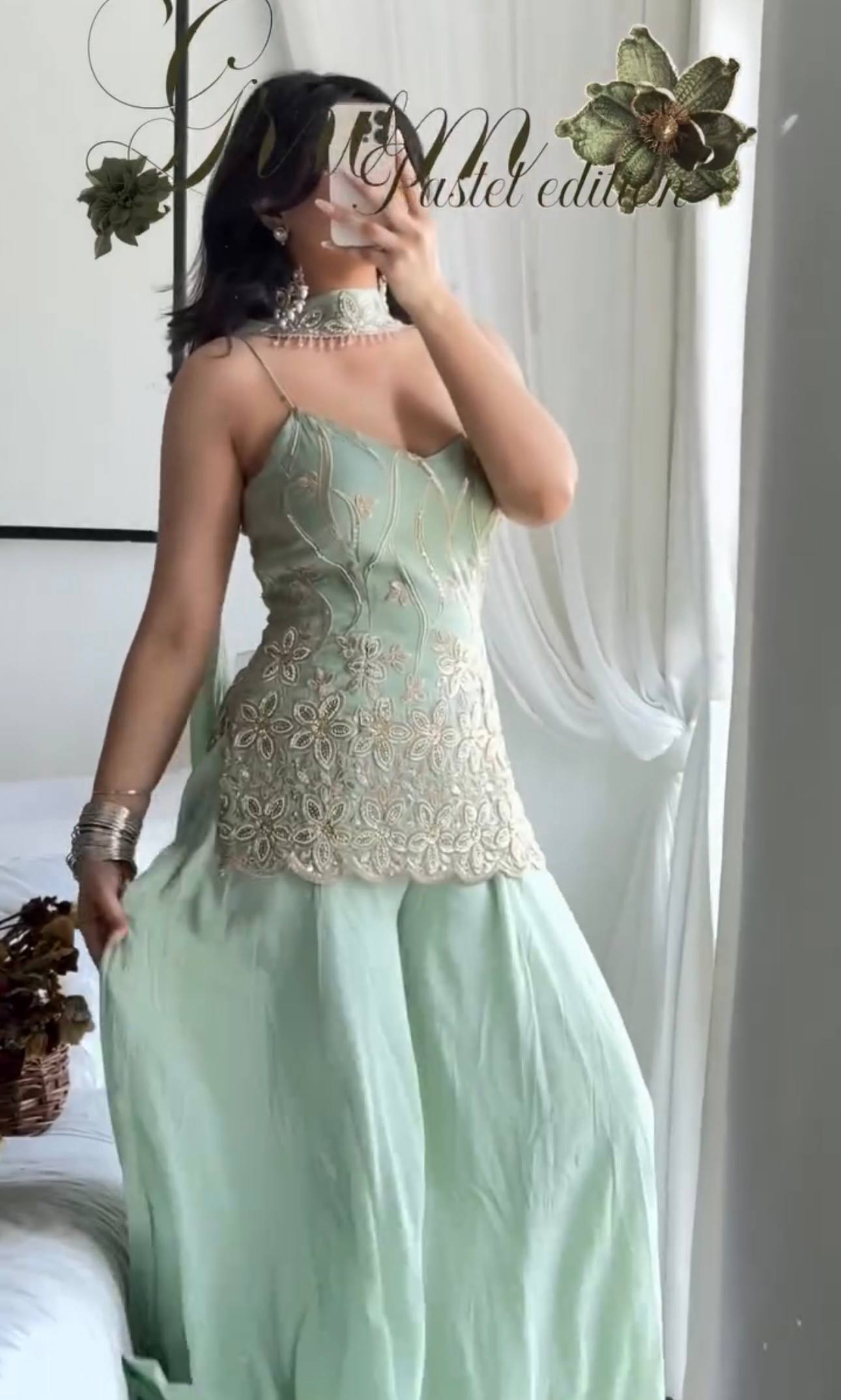Embroidered Georgette Palazzo Suit Set