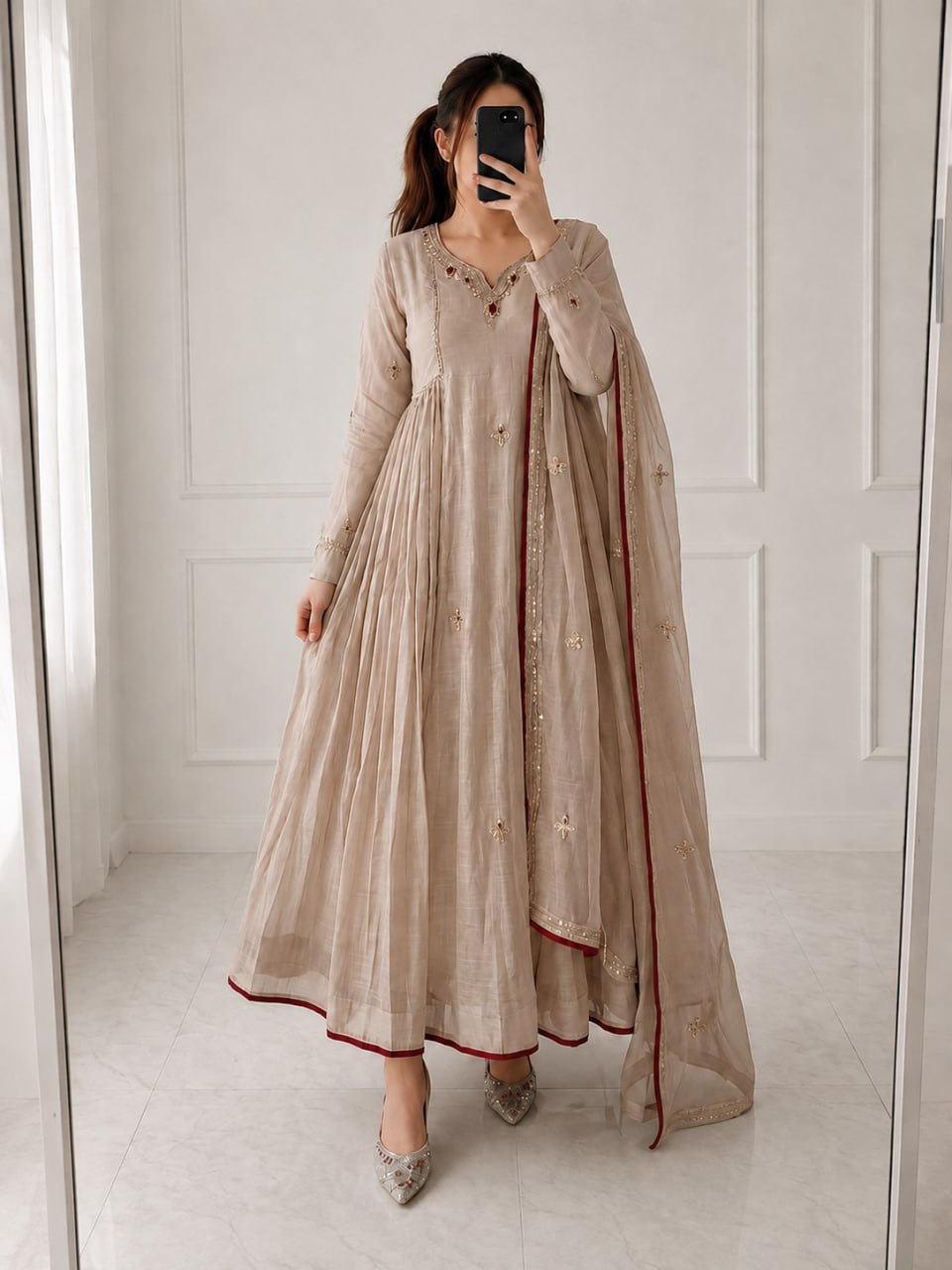 Noor Sandstone Chanderi Anarkali