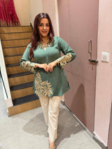 Summer Wear  Cotton Co-Ord Set with Embroidered Top and Pant